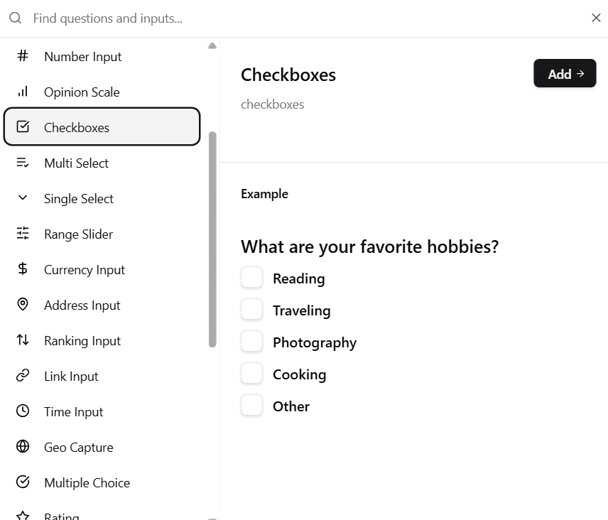 Checkboxes Selection