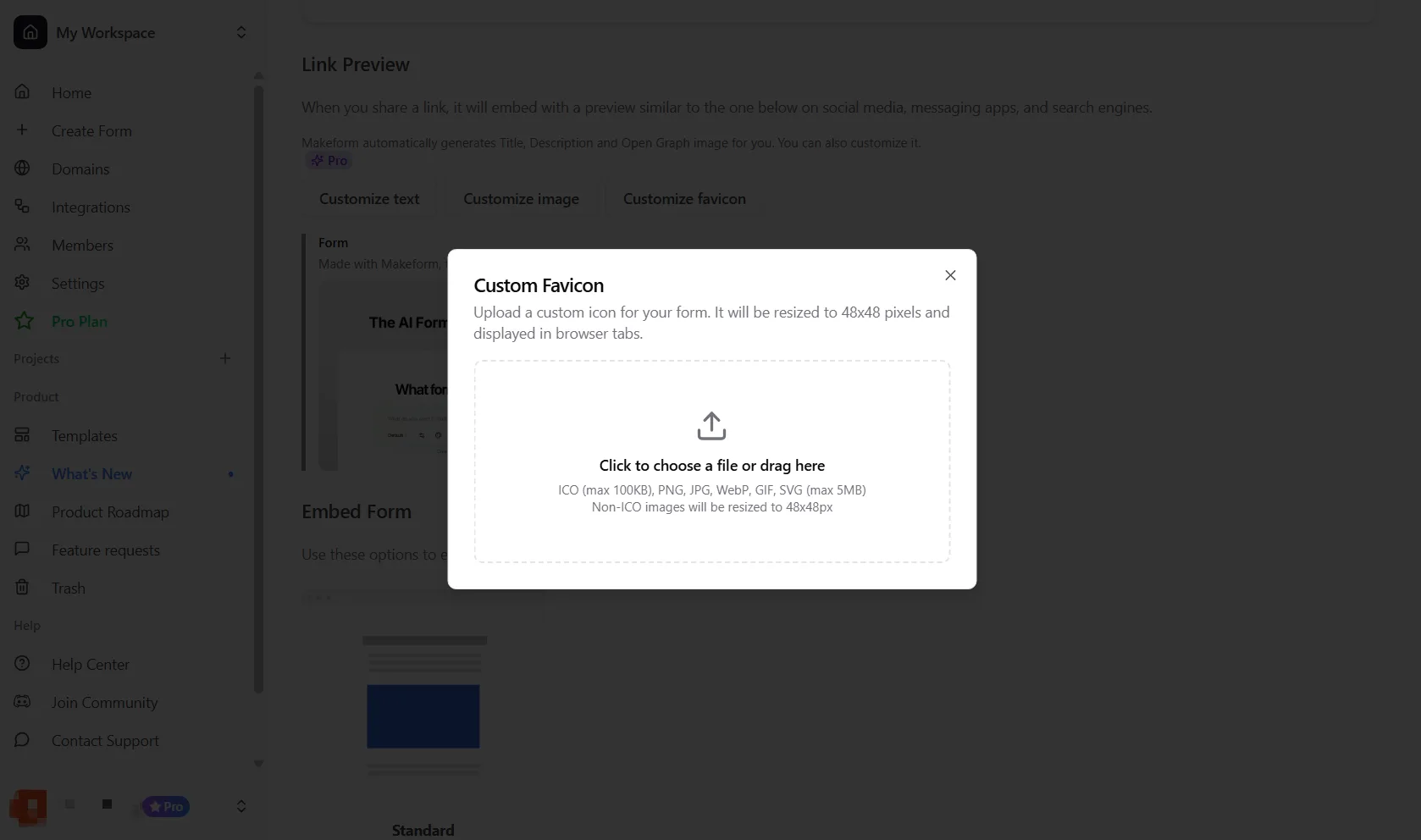 Customize link preview favicon