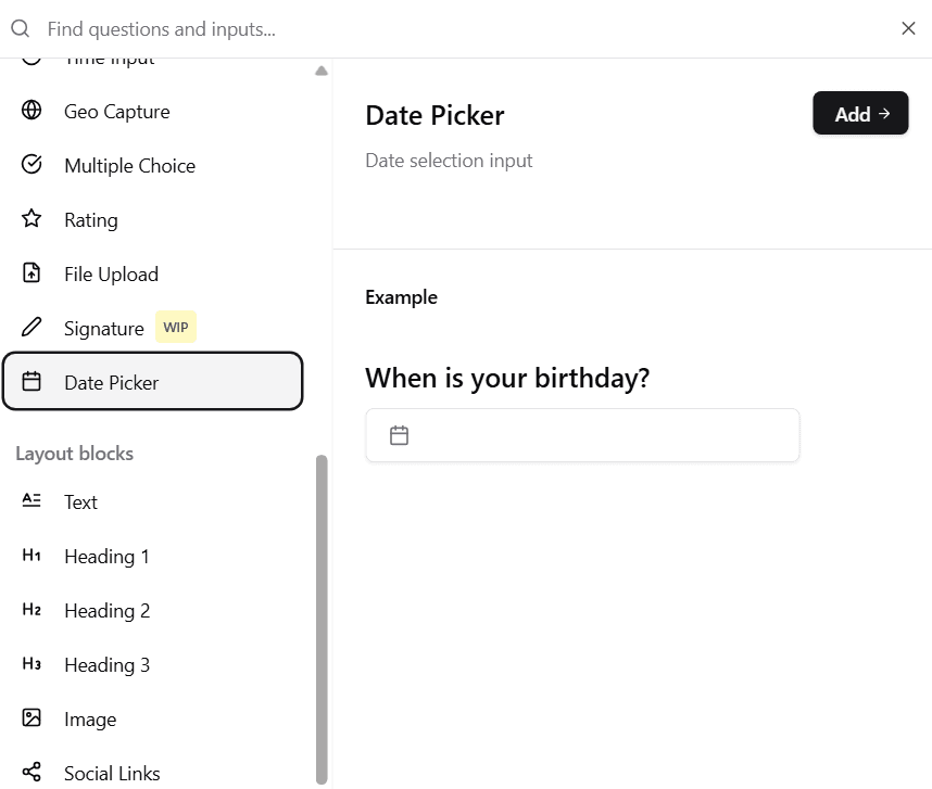 Date Picker Selection