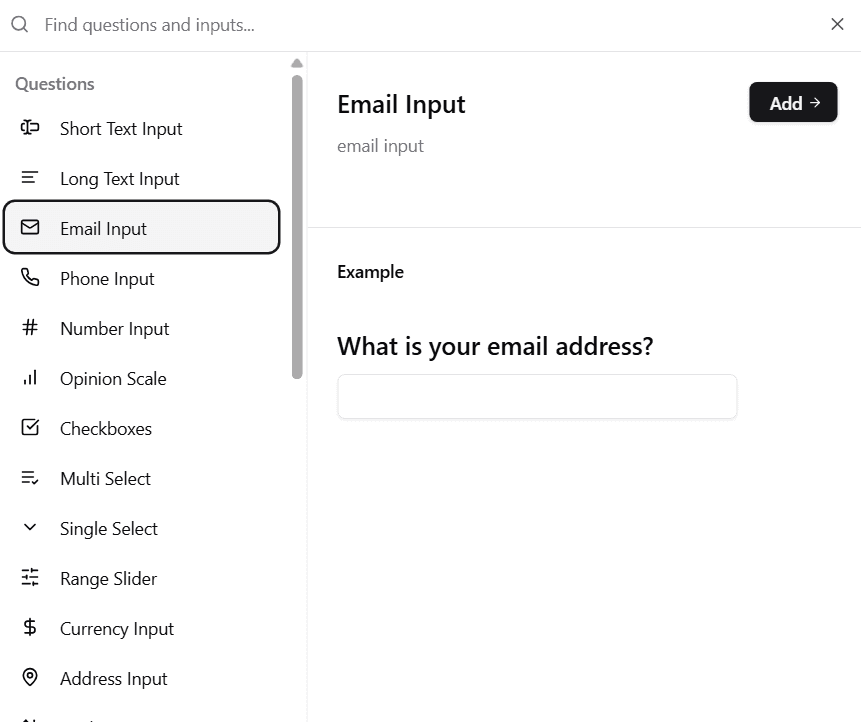 Email Input Selection