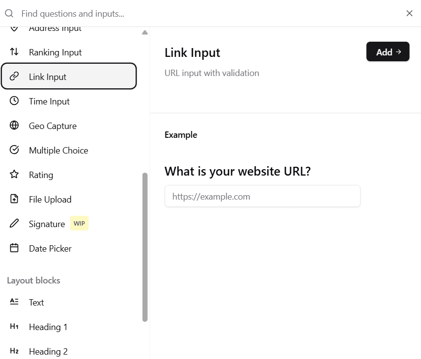 Link Input Selection