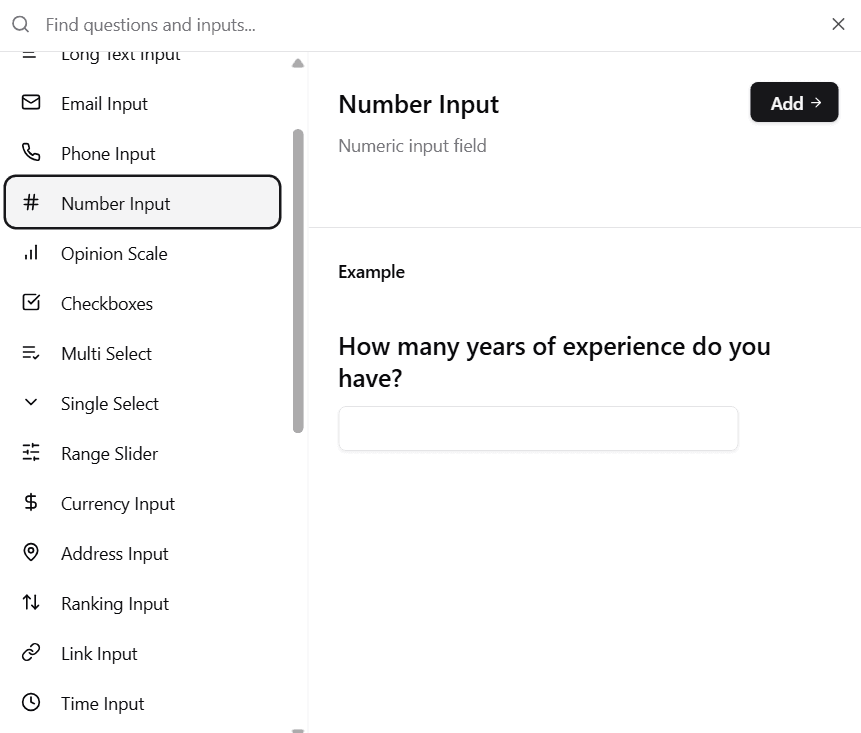 Number Input Selection