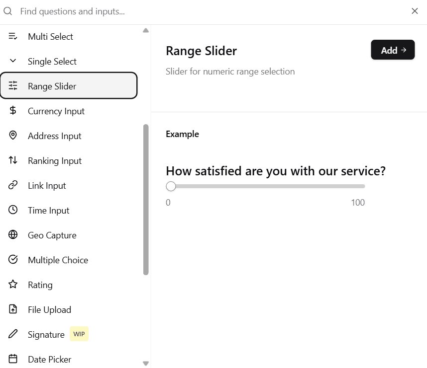Range Slider Selection