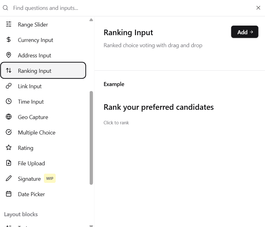 Ranking Input Selection