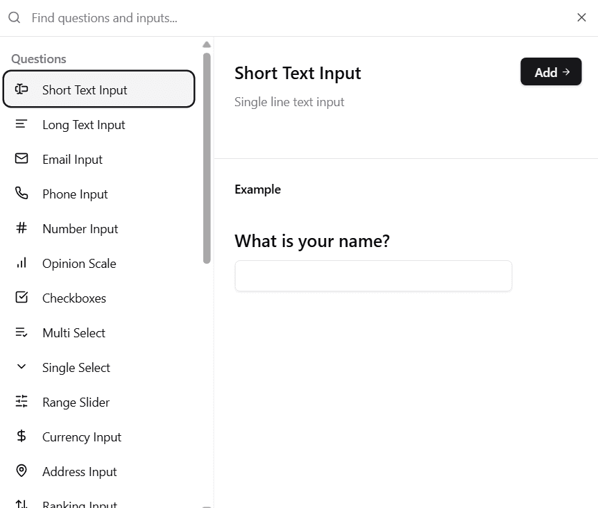 Short Text Input Selection