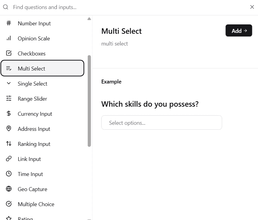 Multi Select Selection