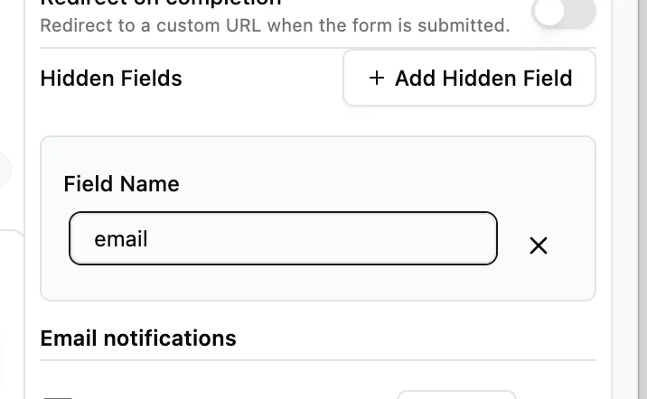 Add a hidden field for URL parameters